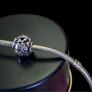 Authentic Pandora Sterling Silver & 14K Yellow Gold 2-Tone Family Forever Charm